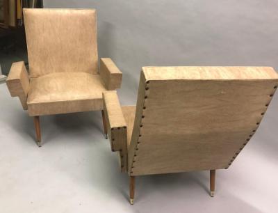 Giacomo Balla Pair of Italian Futurist Mid Century Modern Lounge Chairs Giacomo Balla