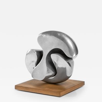 Giacomo Benevelli Giacomo Benevelli Chromed Sculture with Wooden Base 70s