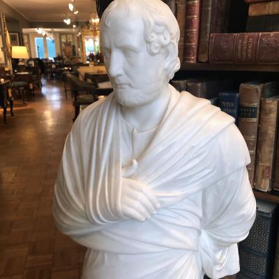 Giacomo Cali 3171 19th Century Marble Statue of Aristedes Signed by Giacomo Cali