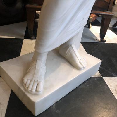 Giacomo Cali 3171 19th Century Marble Statue of Aristedes Signed by Giacomo Cali