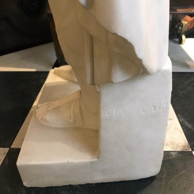 Giacomo Cali 3171 19th Century Marble Statue of Aristedes Signed by Giacomo Cali