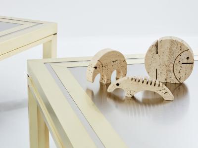 Giacomo Sinopoli Giacomo Sinopoli brushed brass stainless steel coffee tables 1970s
