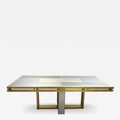 Giacomo Sinopoli Sinopoli 1970s Italian Brass Satin Chrome Geometric Large Dining Hall Table