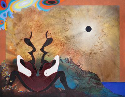 Gian Berto Vanni Eclipse Painting with Female Figures and Sun Eclipse