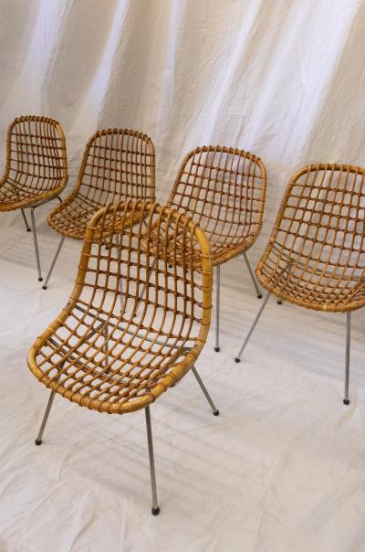 Gian Franco Legler Set of Six Iron and Bamboo Chairs Gian Franco Legler 1960s
