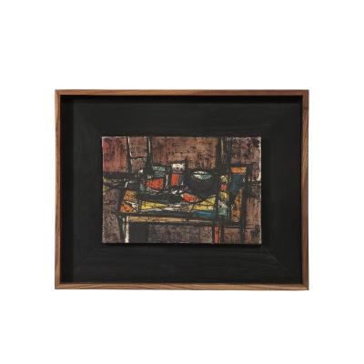 Giancarlo Isola Oil on Canvas Abstract Still Life Entitled Tavolo E Oggetti by Giancarlo Isola