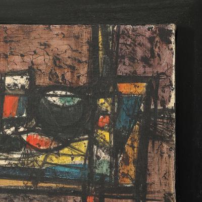 Giancarlo Isola Oil on Canvas Abstract Still Life Entitled Tavolo E Oggetti by Giancarlo Isola