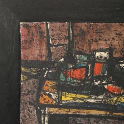 Giancarlo Isola Oil on Canvas Abstract Still Life Entitled Tavolo E Oggetti by Giancarlo Isola