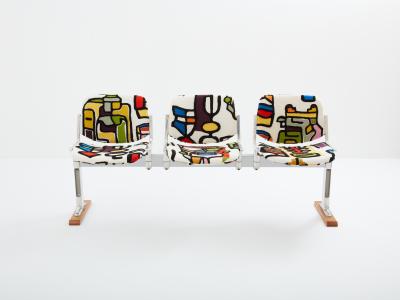 Giancarlo Piretti Giancarlo Piretti for Castelli bench Pierre Frey fabric 1970