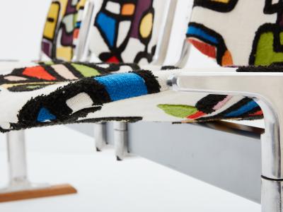 Giancarlo Piretti Giancarlo Piretti for Castelli bench Pierre Frey fabric 1970