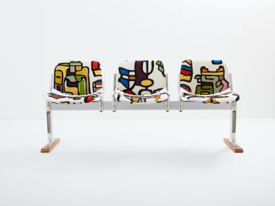 Giancarlo Piretti Giancarlo Piretti for Castelli bench Pierre Frey fabric 1970