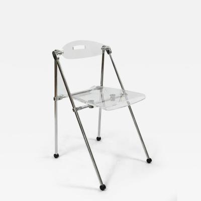 Giancarlo Piretti Post Modern Lucite Chrome Folding Chair Piretti Castelli Style Italy 1980s