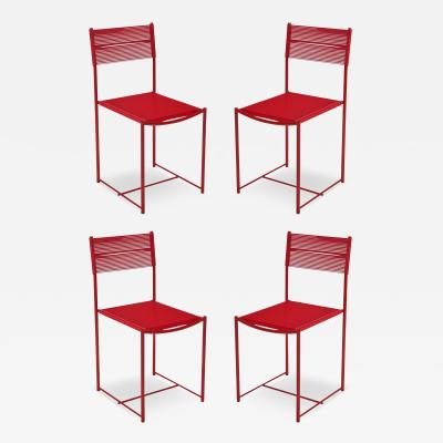 Giandomenico Belotti Giandomenico Belotti Alias Set of 4 Red Fly Line Spaghetti Dining Side Chairs