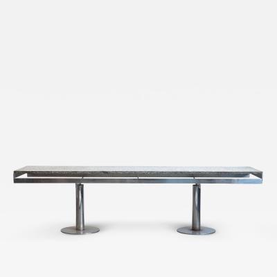 Giandomenico Belotti Unique Giandomenico Belotti Architectural Table in Chrome and Stone Italy 1960