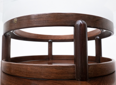 Gianfranco Frattini Mid Century Gianfranco Frattini Round Coffee Table Teak and Glass 1950s