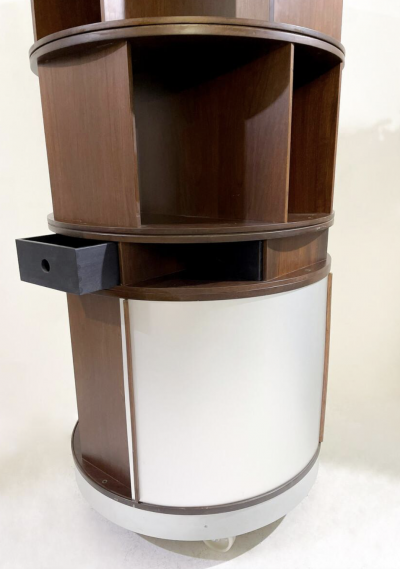Gianfranco Frattini Mid Century Revolving Bookcase with Shutters attributed to Gianfranco Frattini