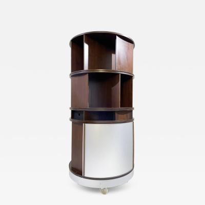 Gianfranco Frattini Mid Century Revolving Bookcase with Shutters attributed to Gianfranco Frattini