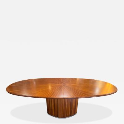 Gianfranco Frattini Oval Dining Table in Walnut with Extension Italy 1970s