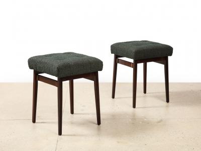 Gianfranco Frattini Pair of Upholstered Stools by Gianfranco Frattini for Cassina