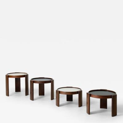 Gianfranco Frattini Set of 4 modular coffee tables with black and white double face top 
