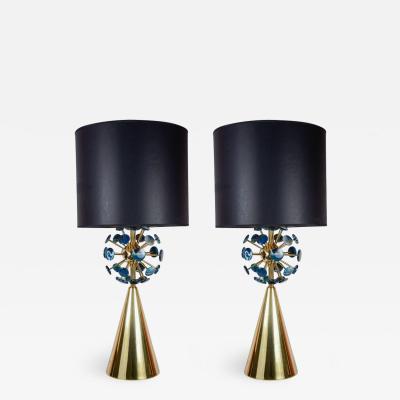 Gianluca Fontana Fantastic pair of lamps with agates by Gianluca Fontana