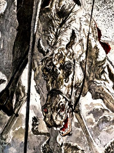 Gianni Benvenuti Don Quixote Nobleman on Horse with Sheep Action Painting 1961