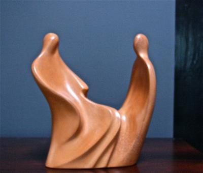 Gianni Celati Italian Sculpture in Cotto Lucido Conversazione by Gianni Celati