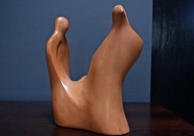 Gianni Celati Italian Sculpture in Cotto Lucido Conversazione by Gianni Celati