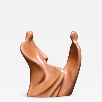 Gianni Celati Italian Sculpture in Cotto Lucido Conversazione by Gianni Celati