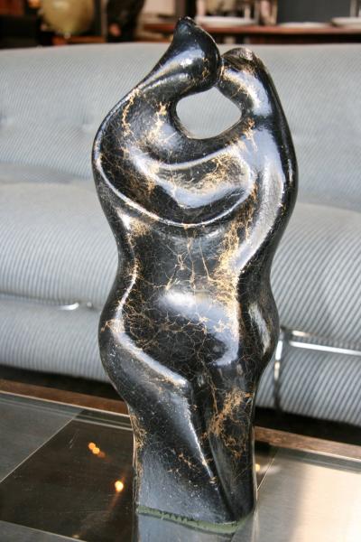 Gianni Celati Italian Sculpture in Gold Marble Amanti by Gianni Celati