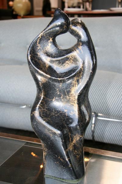 Gianni Celati Italian Sculpture in Gold Marble Amanti by Gianni Celati