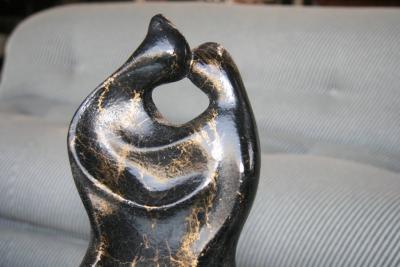Gianni Celati Italian Sculpture in Gold Marble Amanti by Gianni Celati