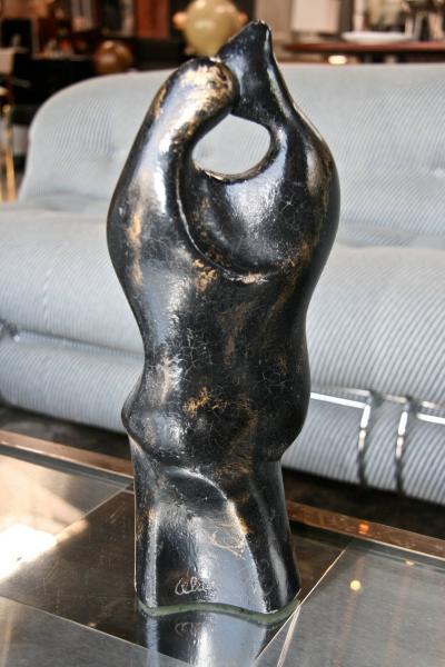 Gianni Celati Italian Sculpture in Gold Marble Amanti by Gianni Celati