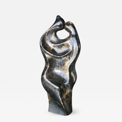 Gianni Celati Italian Sculpture in Gold Marble Amanti by Gianni Celati