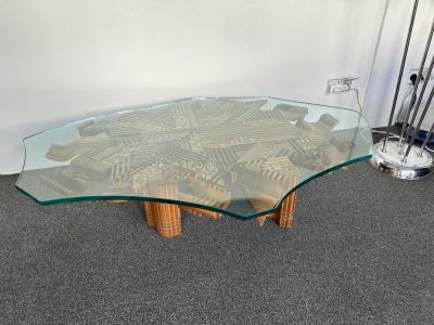 Gianni L Arosio Mid Century Modern Wood Sculpture Coffee Table by Gianni Arosio Italy 1990s