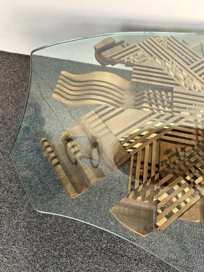 Gianni L Arosio Mid Century Modern Wood Sculpture Coffee Table by Gianni Arosio Italy 1990s