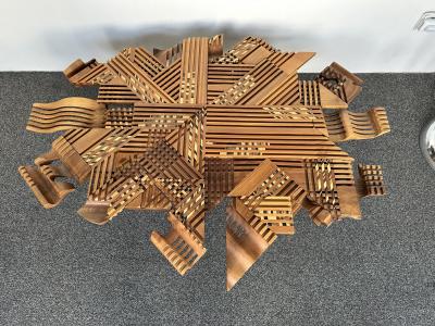 Gianni L Arosio Mid Century Modern Wood Sculpture Coffee Table by Gianni Arosio Italy 1990s