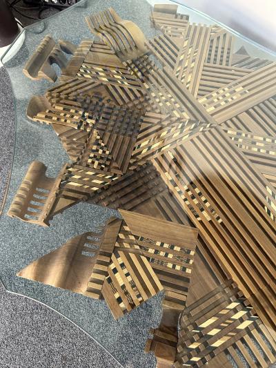 Gianni L Arosio Mid Century Modern Wood Sculpture Coffee Table by Gianni Arosio Italy 1990s