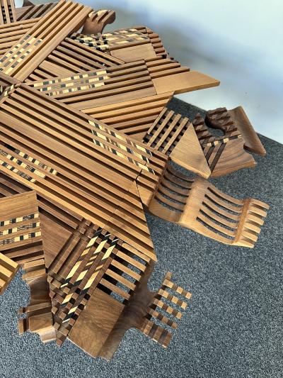 Gianni L Arosio Mid Century Modern Wood Sculpture Coffee Table by Gianni Arosio Italy 1990s