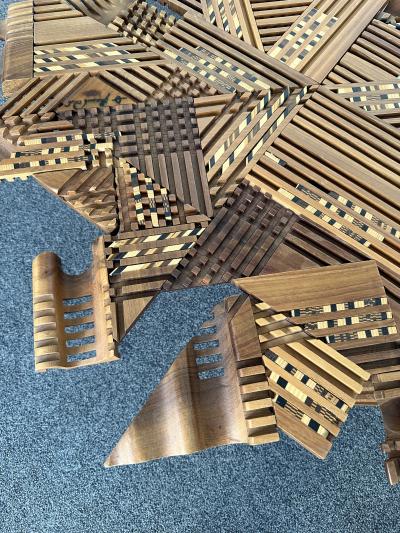 Gianni L Arosio Mid Century Modern Wood Sculpture Coffee Table by Gianni Arosio Italy 1990s