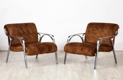 Gianni Moscatelli Gianni Moscatelli Pair of Chrome Lounge Chairs Italy circa 1970