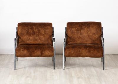 Gianni Moscatelli Gianni Moscatelli Pair of Chrome Lounge Chairs Italy circa 1970