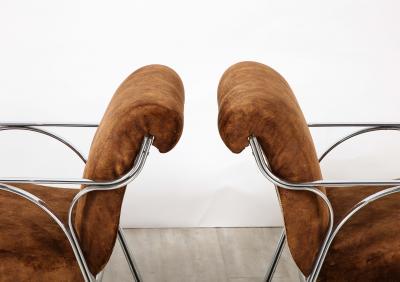 Gianni Moscatelli Gianni Moscatelli Pair of Chrome Lounge Chairs Italy circa 1970