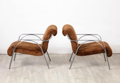 Gianni Moscatelli Gianni Moscatelli Pair of Chrome Lounge Chairs Italy circa 1970