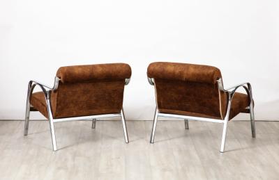 Gianni Moscatelli Gianni Moscatelli Pair of Chrome Lounge Chairs Italy circa 1970