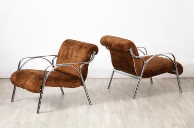 Gianni Moscatelli Gianni Moscatelli Pair of Chrome Lounge Chairs Italy circa 1970