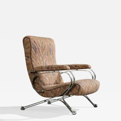 Gianni Moscatelli Lounge Chair with Steel and Fabric Italy 1970s