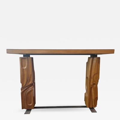Gianni Pinna Carved Wood Metal Console by Gianni Pinna