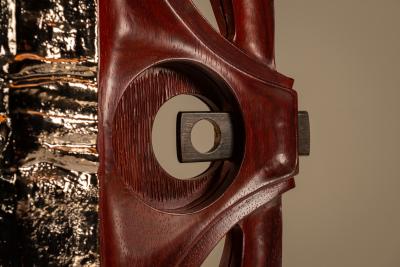 Gianni Pinna Gianni Pinna Table Lamp in Wood with Glazed Ceramic Decoration Italy 1970s