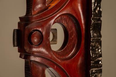 Gianni Pinna Gianni Pinna Table Lamp in Wood with Glazed Ceramic Decoration Italy 1970s